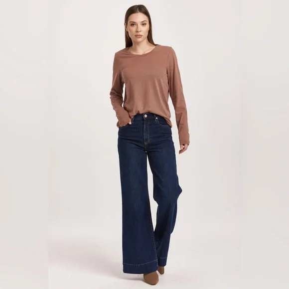 NWT Dear John Fiona Wide Leg Jeans Size 31 Dark Wash High Rise